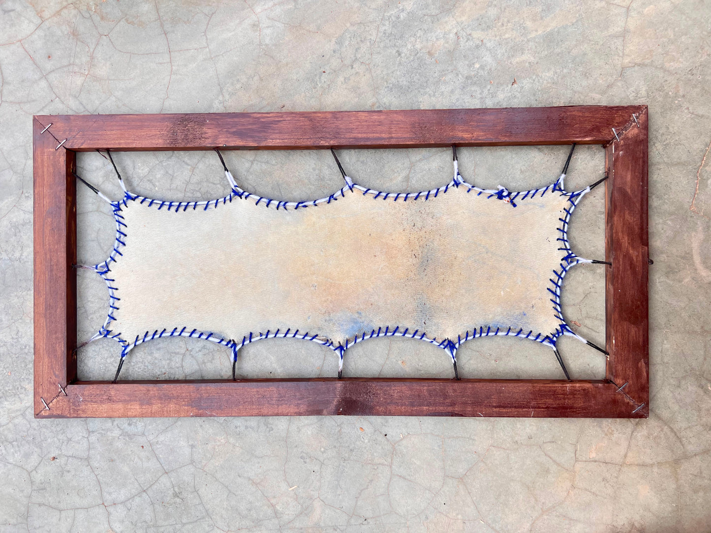 BLUE SAHARA NIGHT Leather Art: Goat Skin Framed
