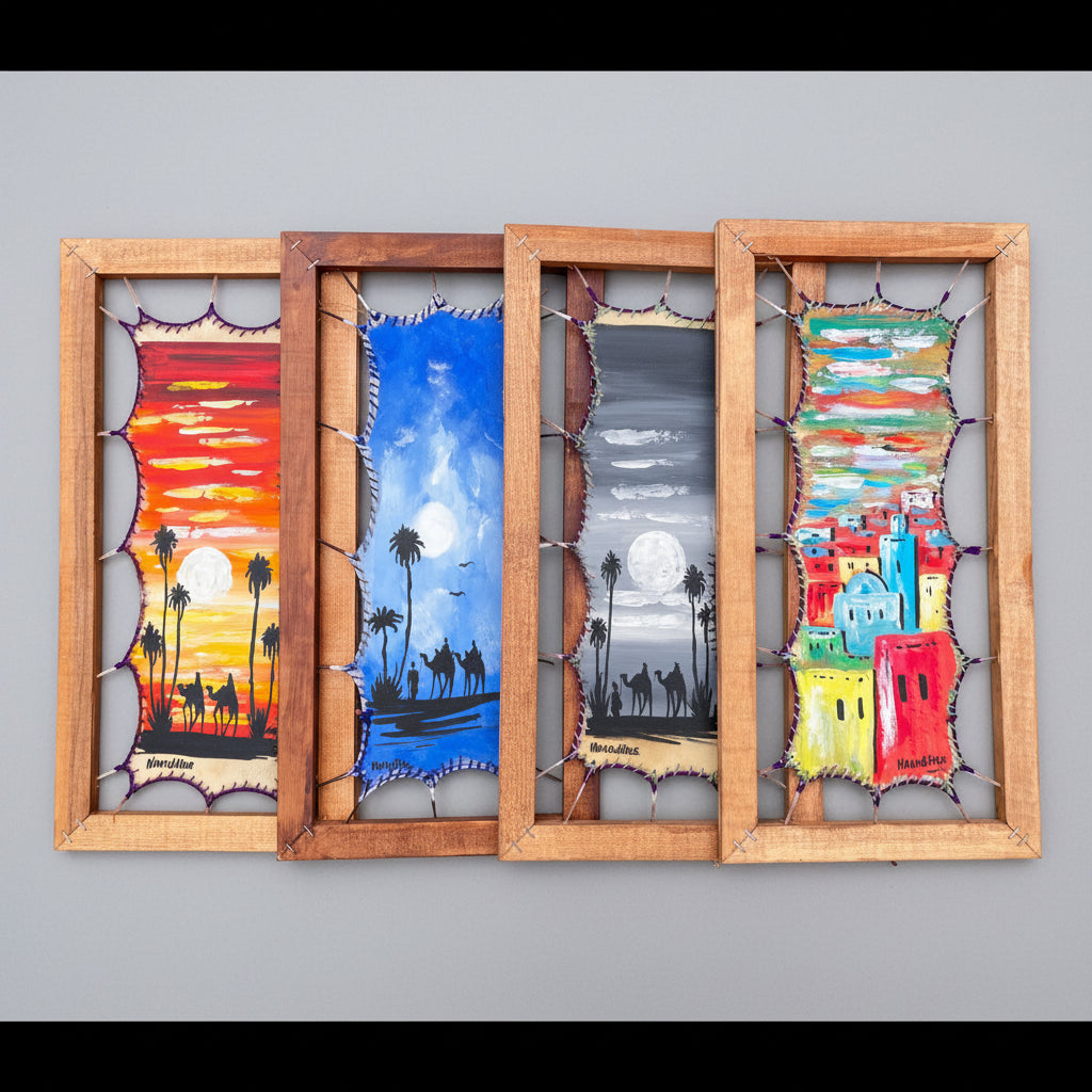 BLUE SAHARA NIGHT Leather Art: Goat Skin Framed
